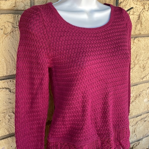 Lucky Brand Sweater Lace Bottom sheer Size XS y2k - Picture 3 of 12